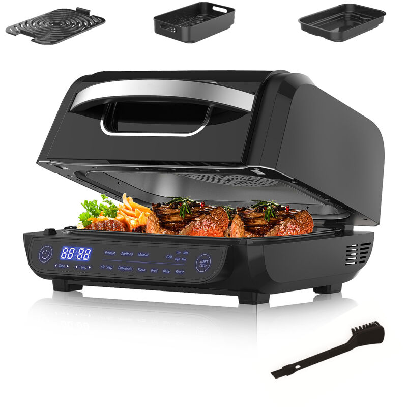 Topstrong - Grill électrique, friteuse à air multifonctionnelle 8 en 1, 1700 w, grande capacité de 6 l, température et minuterie réglables, facile à