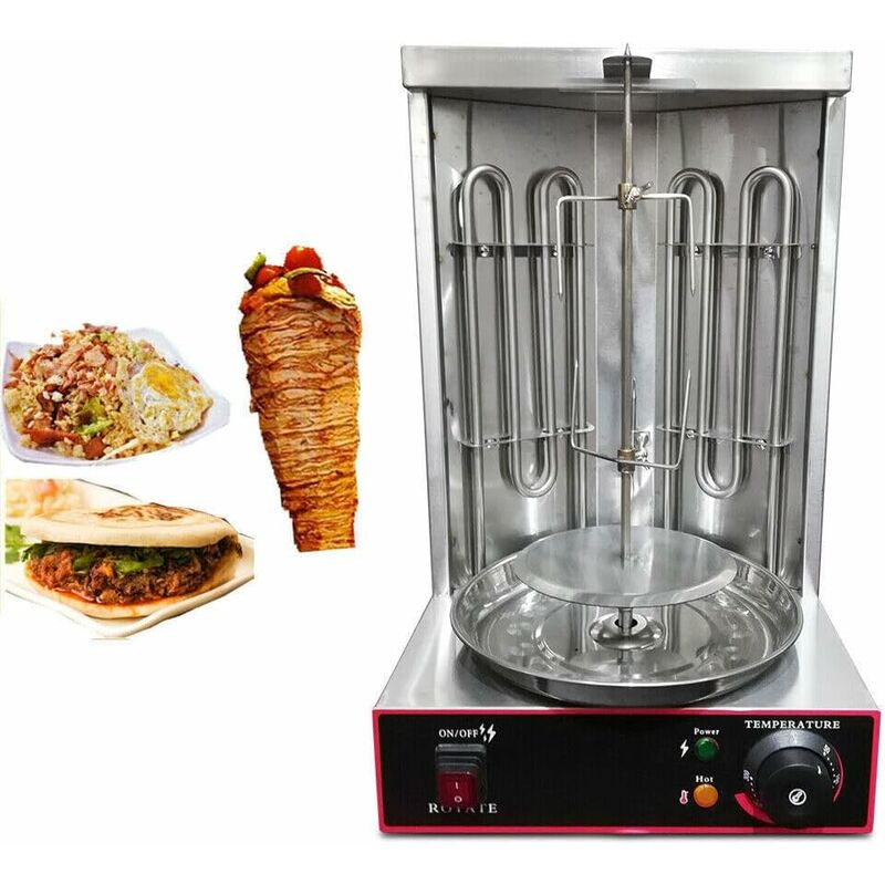 Grill électrique Machine à kebab électrique Gril à kebab électrique Machine à gyroscope 2 tubes de chauffage Gril à kebab électrique Gril de table