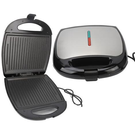 Grill électrique Panini 1000W Plaque Antiadhésive Double Face pour Petit-déjeuner Pique-nique