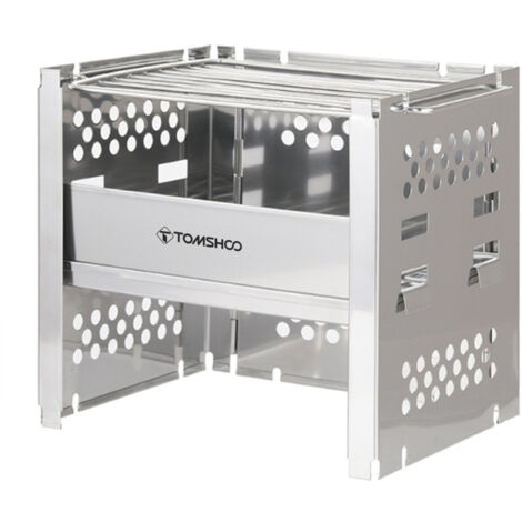 Grill extérieur en acier inoxydable, support de poêle réglable et barbecue, poêle à bois portable, support de pot de camping, support de bois de chauffage pour barbecue, pique-nique, Argent