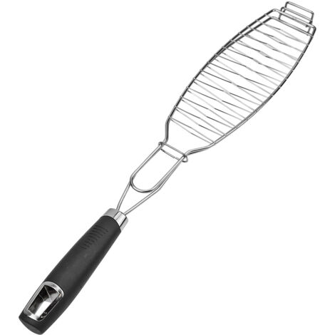 Grill Fischbräter Fischgriller Fischzange Grillzange Korb 30x10,8 cm Fischwender