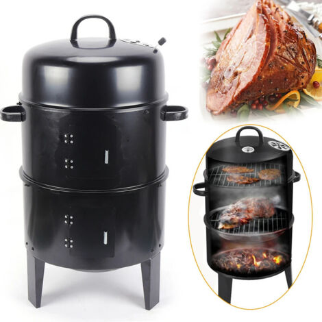 Grill fumé multifonctionnel 3 en 1, gril à viande pour barbecue au charbon de bois, four à barbecue en fer détachable, diamètre 15,74 pouces, hauteur 33.07 pouces, design portable léger