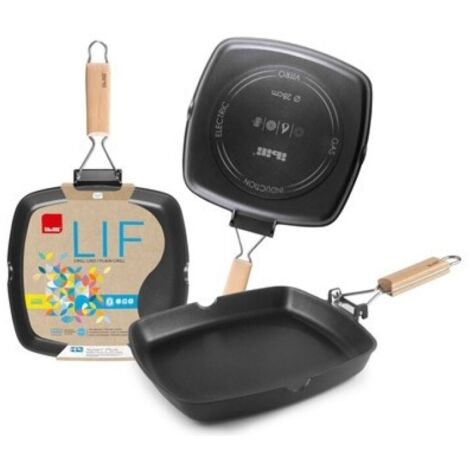 Grill liso aluminio fundido asa abatible lif 24 cm induccion