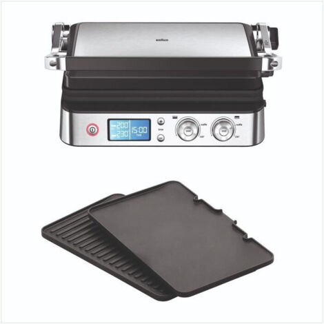 Grill multifonctions - BRAUN - Multi Grill 9 - 2000 W - 3 positions de chauffe - Noir / Acier
