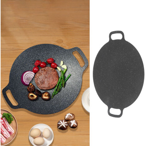 [Grill Pan] Poêle Barbecue avec sac de stockage et antiadhérente idéale pour camping et cuisine, modèle rond 41cm