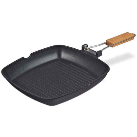 Grill pan with folding handle