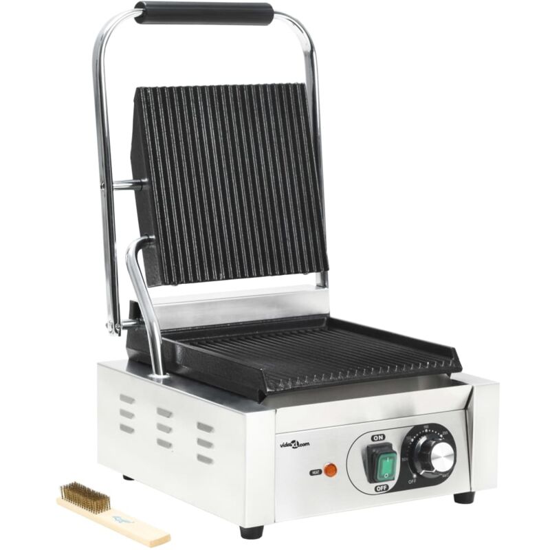 Grill parrilla estriada de acero inoxidable 1800 w 31x30,5x20cm Vidaxl Plateado