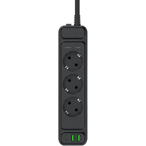 Grill per panini elettrico con cavo da 2 m, 3 prese, ricarica rapida USB + USB-C PD da 20 W, potenza 4000 W, protezione contro sovraccarico.