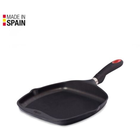 Grill Plancha 26X26Cm Liso Con Mango Induccion Aluminio/Fundido  Tec.Platinum Valira