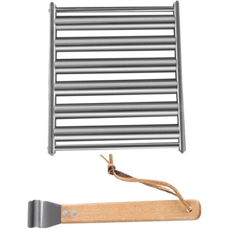 Grill Rack pour Saucisses Acier Inoxydable avec Poignée Bois Barbecue