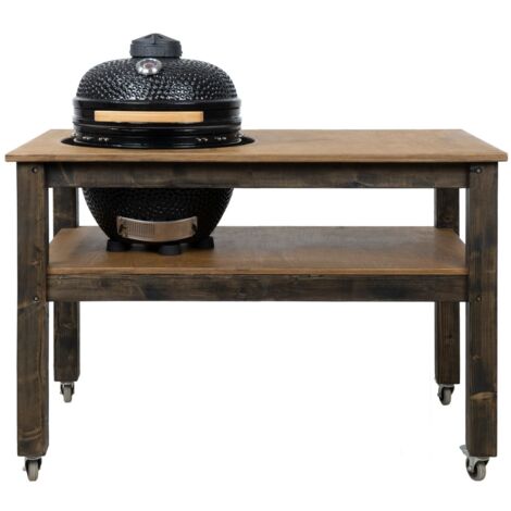 Grill Table with Wheels, BBQ Kitchen Space for Kamado Green Egg Mini Max (L-160cm W-90cm H-88cm)