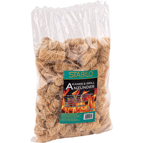Grill- und Kaminanzünder Ofenanzünder Anzünder Holzwolle & Wachs 1kg ca. 75 St.