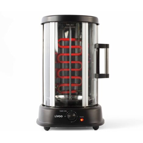 Grill vertical 1500 W – Capacité 21 L – Rotation 360° – Récupérateur de graisse – Éléments en acier inoxydable lavables au lave-vaisselle – M-E