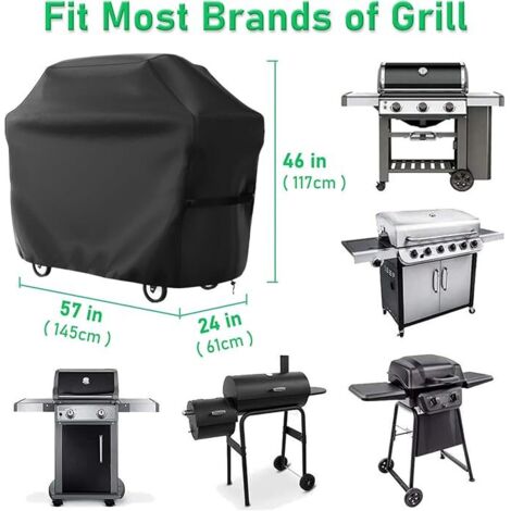 Grillabdeckung 145 x 61 x 117 cm, Plancha-Abdeckung für den Außenbereich, 210D Oxford-Grillschutz, winddicht/UV-beständig/wasserdicht/feuchtigkeitsbeständig/staubdicht