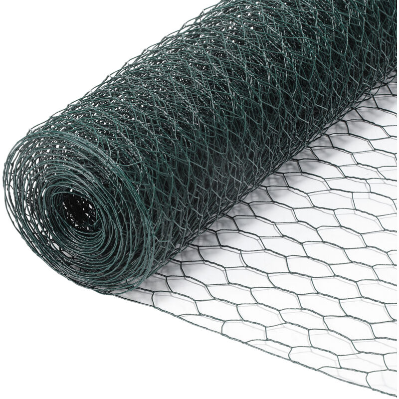 Grillage à Poule , 1x10m, mailles : 27 mm, Clôture à gibier Clôture forestière Clôture de pâturage Clôture en fil de fer, Vert