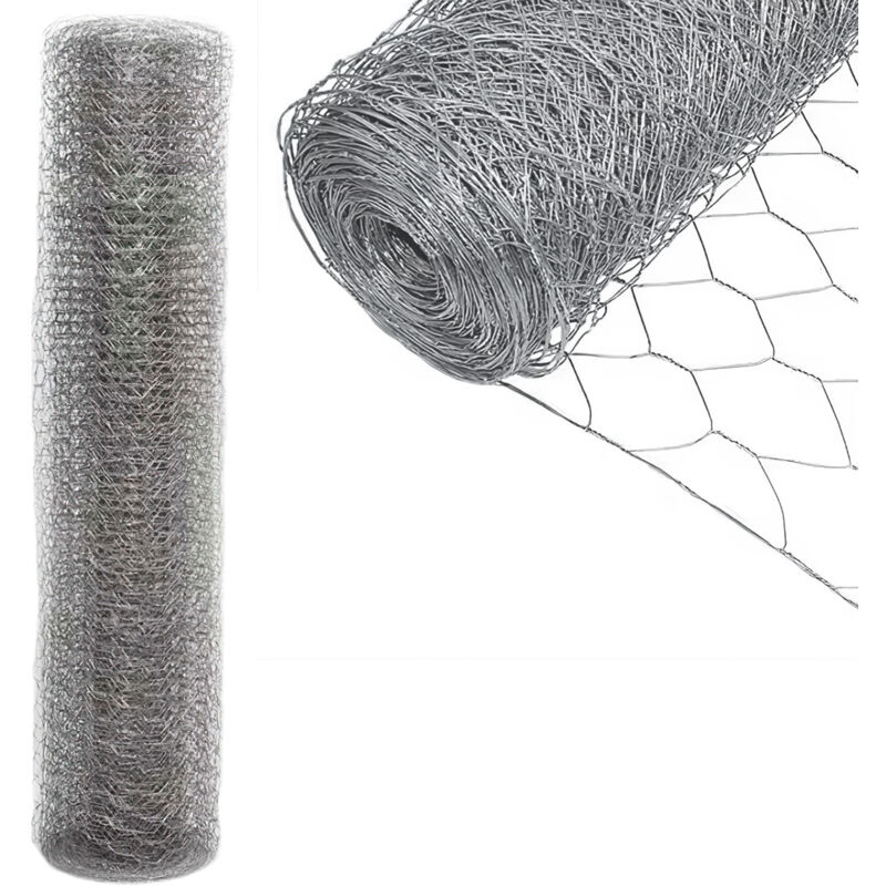 Grillage à Poule , 1x10m, mailles : 27 mm, Clôture à gibier Clôture forestière Clôture de pâturage Clôture en fil métallique, argenté