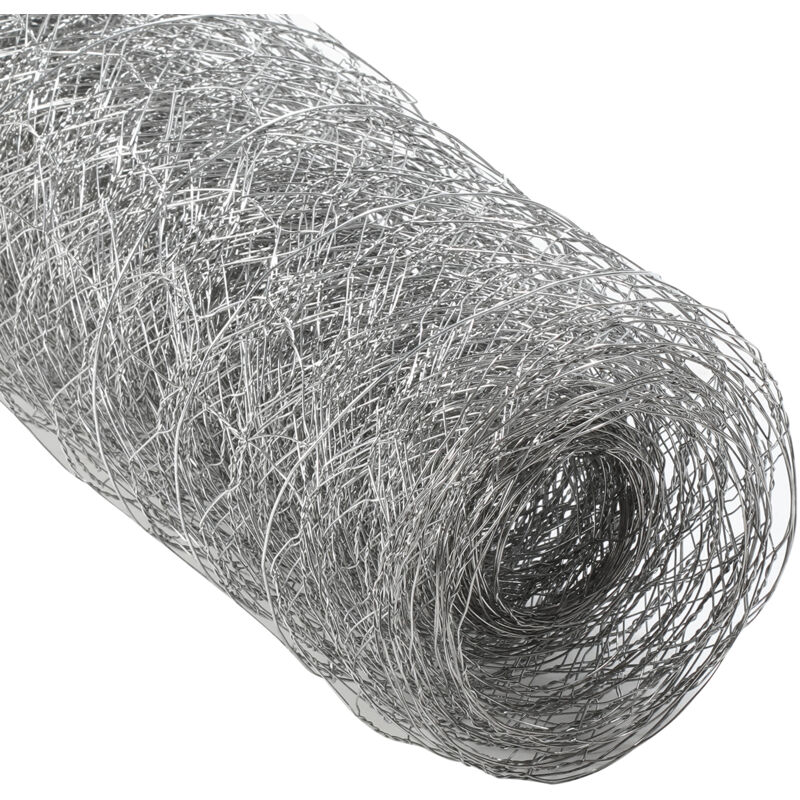 Tubiaz - Grillage à poule 0,5x10 m en Galvanisé, Fil de fer hexagonal pour clôture à lièvres, Grillage Métallique, Argent