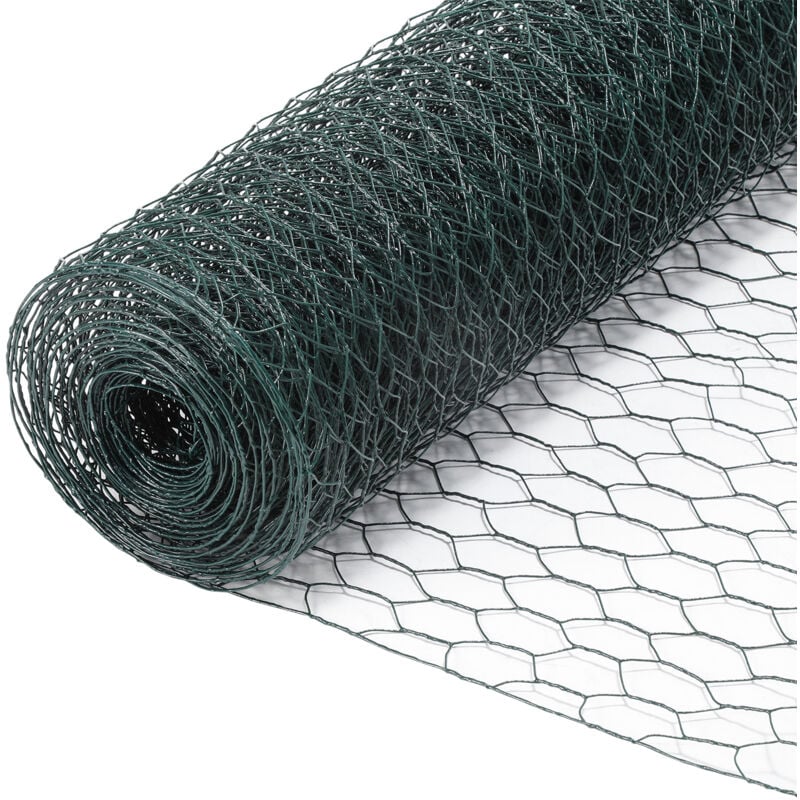Tubiaz - Grillage à poule 1x10 m en Galvanisé, Fil de fer hexagonal pour clôture à lièvres, Grillage Métallique, Vert