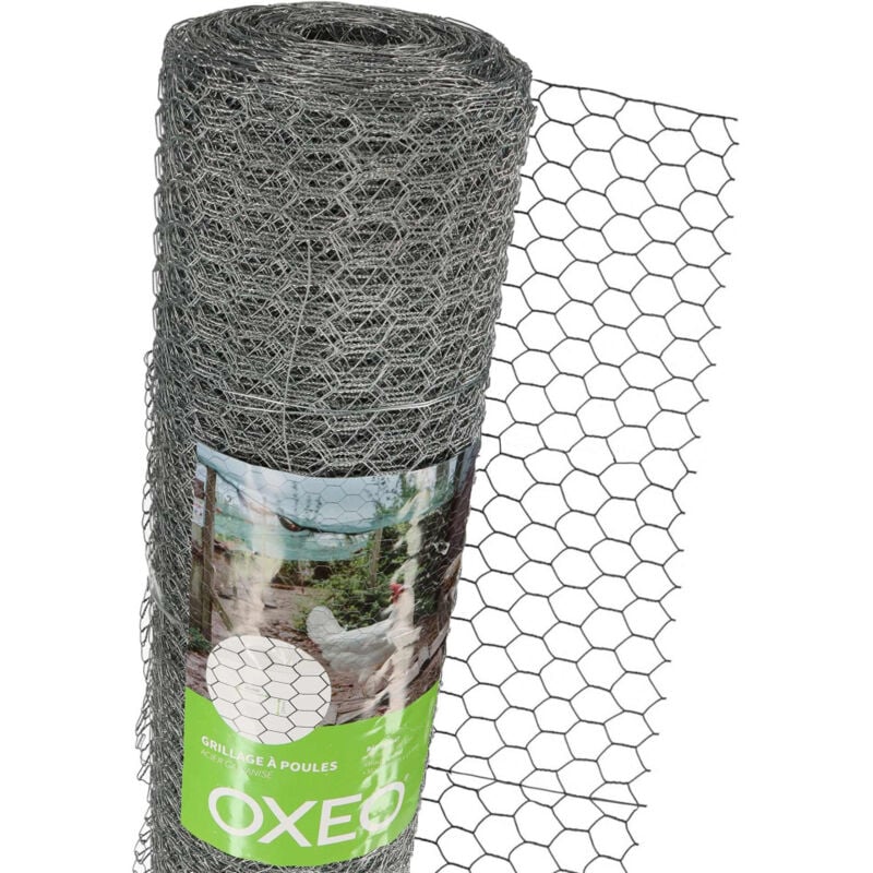 Grillage à poule 30 mètres Hauteur 1m - En acier galvanisé – Maille hexagonale 25x13mm - Filet de clôture pour poulailler