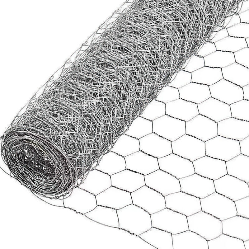 Grillage à poule 1x10 m en Galvanisé, Fil de fer hexagonal pour clôture à lièvres, Grillage Métallique, Argent