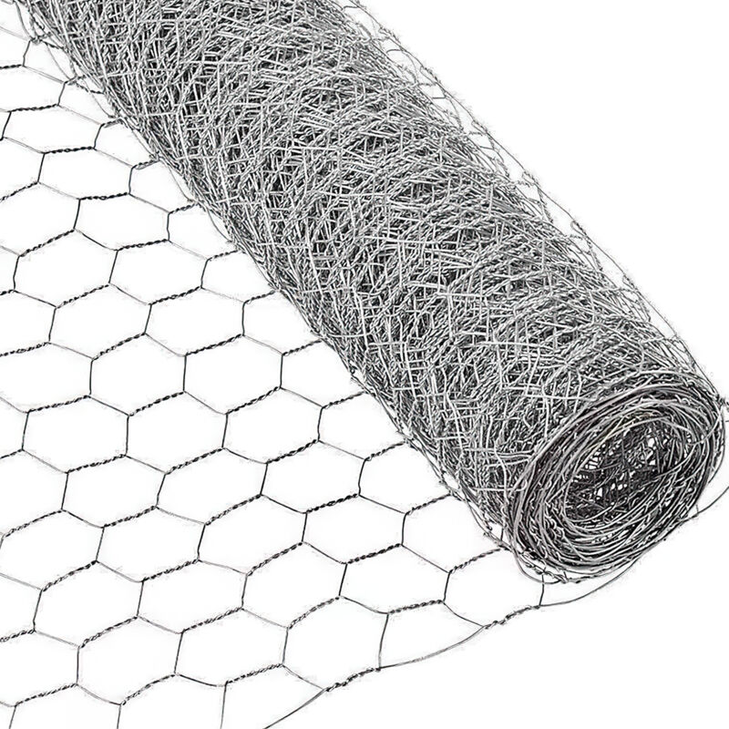 Grillage à poule 0,5x10 m en Galvanisé, Fil de fer hexagonal pour clôture à lièvres, Grillage Métallique, Argent