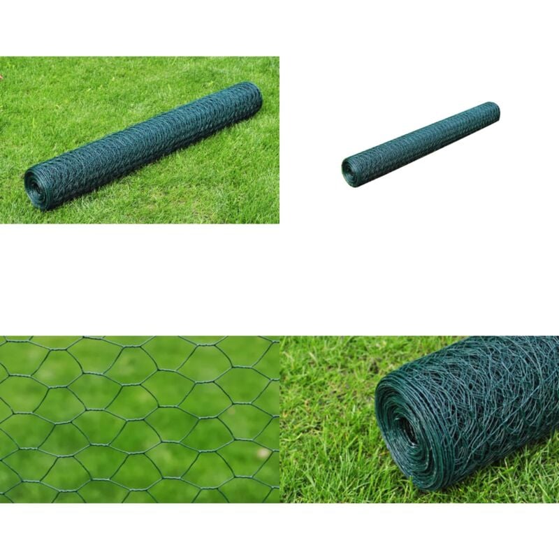 Vidaxl - Grillage à poule avec revêtement en pvc 25x0,75 m vert - Trellis Métal - Grillage Poulet - Clôture Jardin - Abri Animal - Protection Plantes