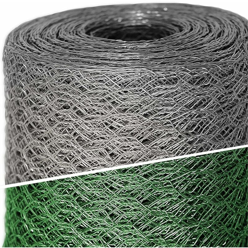 Grillage a Poule Cloture poulailler Jardin voliere galvanisé Triple Torsion, Maille Fine Hexagonal 25mm - 1m x 17m (HxL)