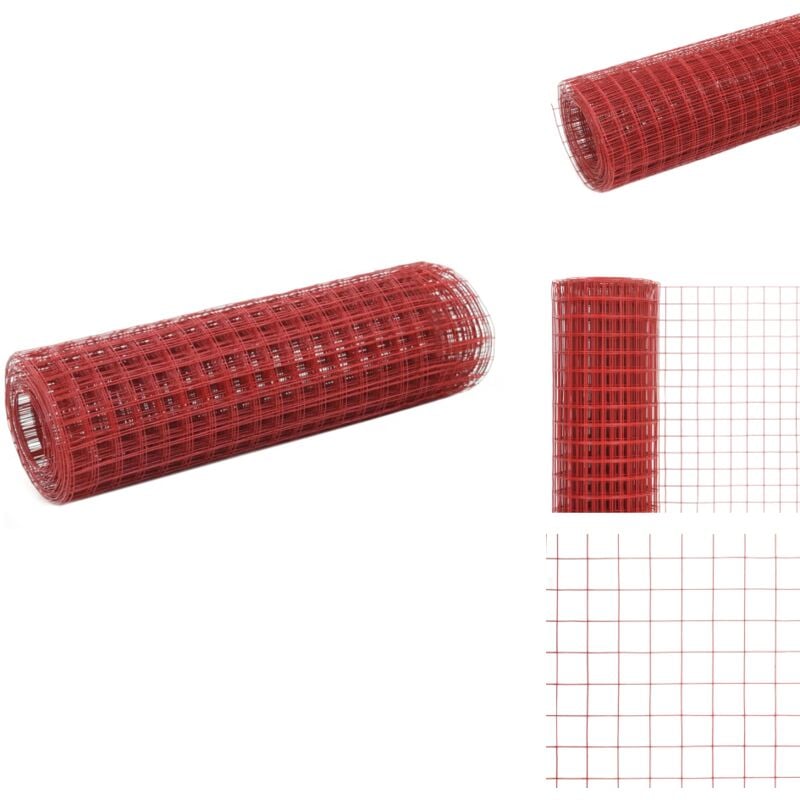 Grillage Acier avec revêtement en pvc 10x0,5 m Rouge - Clôture Rigide - Grillage Métal - Clôture Jardin - Protection Animal - Volière