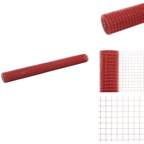 Grillage Acier avec revêtement en PVC 10x1,5 m Rouge - Clôture - Grillage - Clôture Rigide - Protection Jardin - Abri Animal