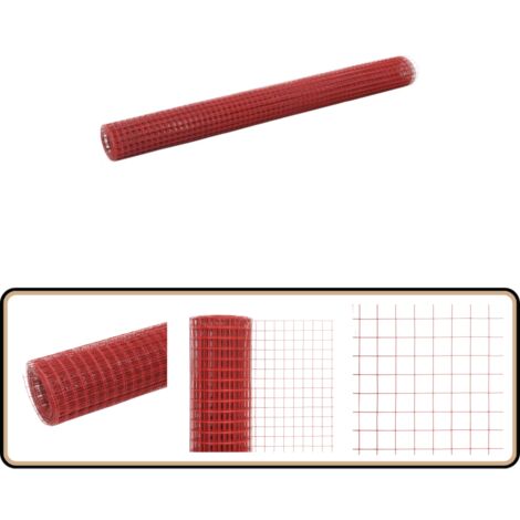 Grillage Acier avec revêtement en PVC 10x1,5 m Rouge - Clôture Rigide - Grillage Métal - Clôture Jardin - Protection Animal - Abri Poulet