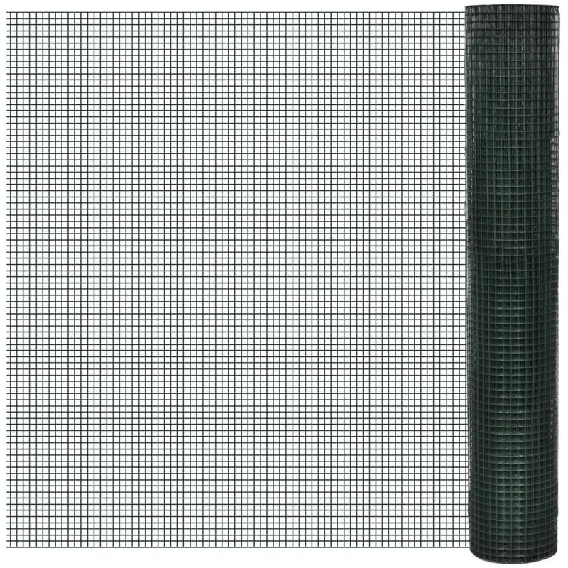 Grillage Acier galvanisé et revêtement en PVC 25 x 1 m Vert