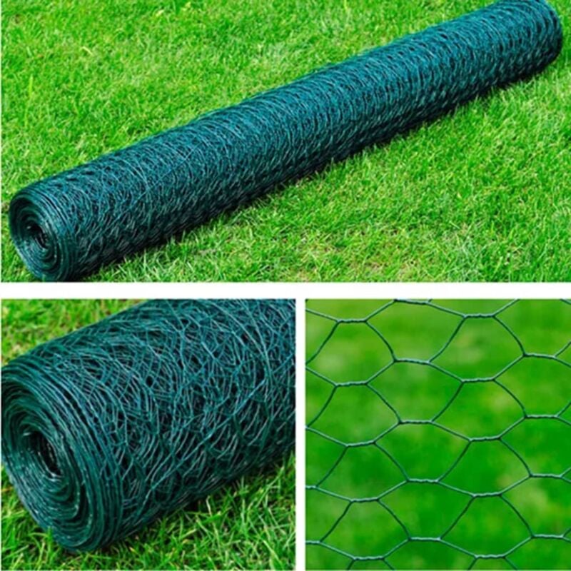 Clôture en treillis Acier galvanisé Hexagonal 1x25 m Vert foncé