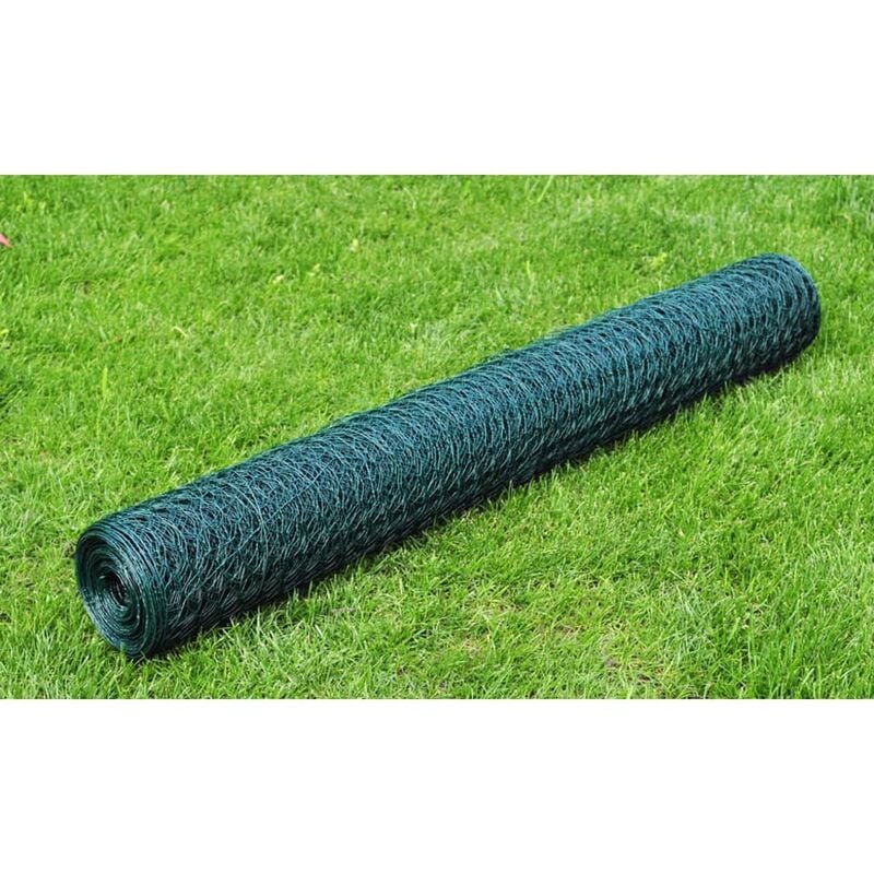 Grillage Acier galvanisé et revêtement en pvc 25x0,75 m Vert