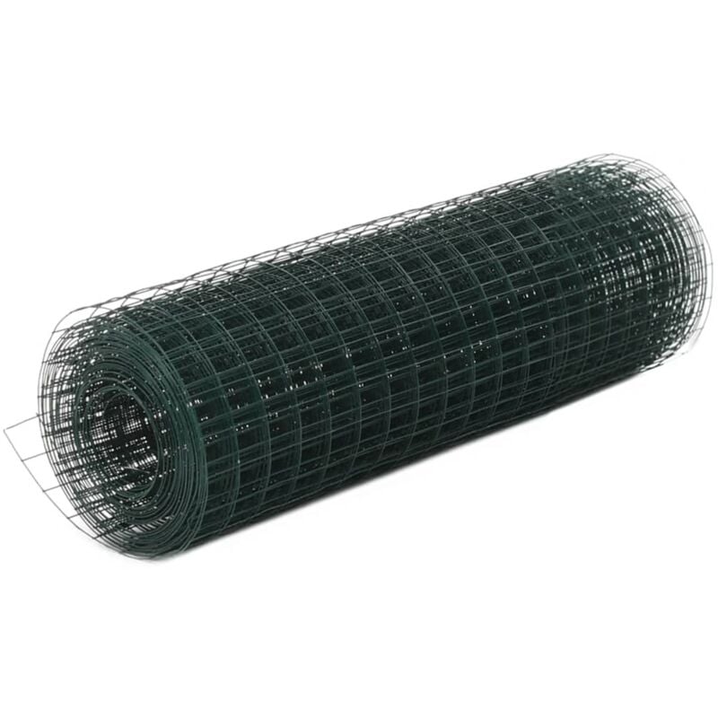 Grillage Acier avec revêtement en pvc 25x0,5 m Vert