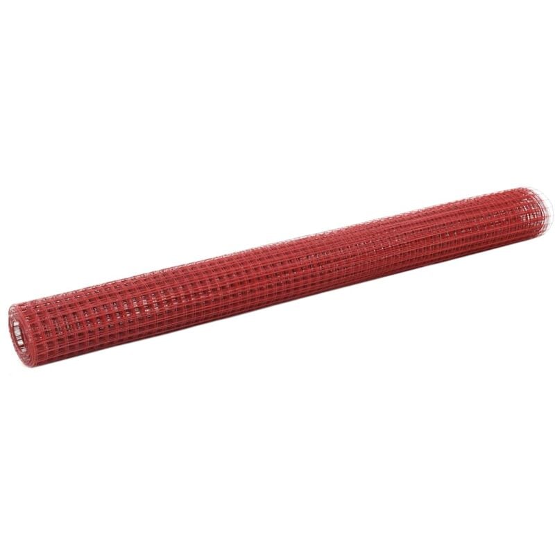 Grillage Acier avec revêtement en PVC 25x1,5 m Rouge