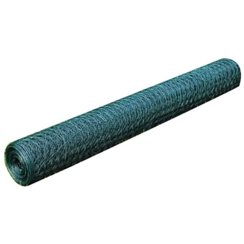 Grillage à poule avec revêtement en pvc 25x0,75 m vert