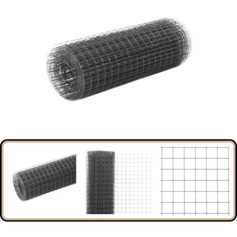 Grillage acier avec revêtement en PVC 25x0,5 m gris - Clôture - Grillage - Clôture Rigide - Protection Jardin - Volière