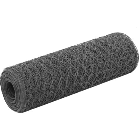 Grillage Acier avec revêtement en PVC 25x0,5 m Hexagonal Gris