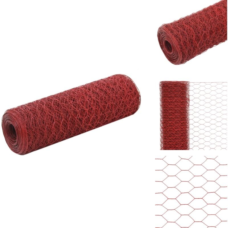 Grillage Acier avec revêtement en pvc 25x0,5 m Rouge - Clôture - Grillage - Clôture Rigide - Protection Jardin - Volière