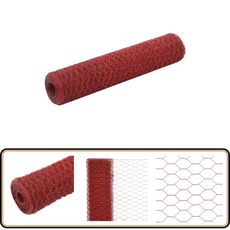 Grillage Acier avec revêtement en pvc 25x0,75 m Rouge - Clôture - Grillage - Clôture Rigide - Protection Jardin - Animal Domestique