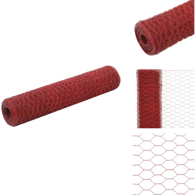 Grillage Acier avec revêtement en pvc 25x0,75 m Rouge - Clôture - Grillage - Clôture Rigide - Protection Jardin - Animal Domestique