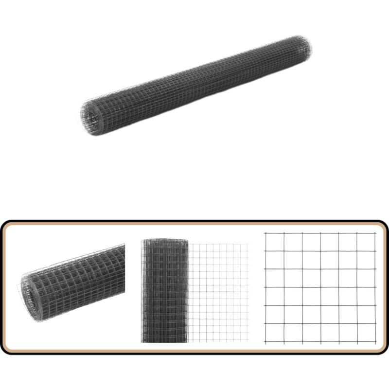 Grillage acier avec revêtement en pvc 25x1,5 m gris - Clôture Jardin - Grillage Agricole - Clôture Rigide - Protection Terrain - Volière