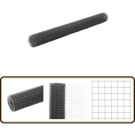 Grillage acier avec revêtement en PVC 25x1,5 m gris - Clôture Jardin - Grillage Agricole - Clôture Rigide - Protection Terrain - Volière