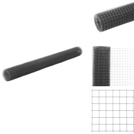 Grillage acier avec revêtement en PVC 25x1,5 m gris - Clôture Jardin - Grillage Agricole - Clôture Rigide - Protection Terrain - Volière