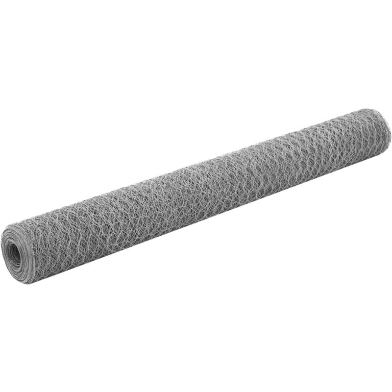 Grillage Acier Galvanisé 25x1,2 m Hexagonal Argenté Clôture de Jardin