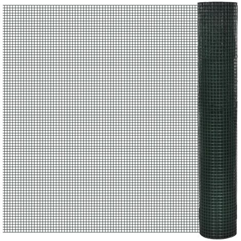 Grillage Acier galvanisé et revêtement en PVC 10 x 1 m Vert