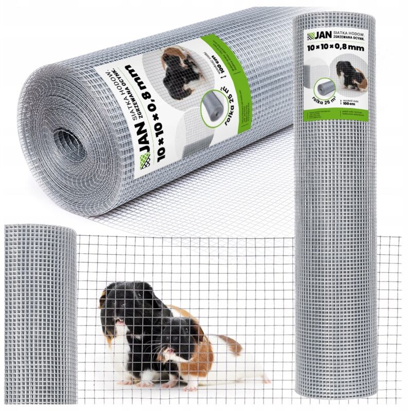 Grillage anti-rongeurs pour volières, soudé, zinc, 10 x 10 x 0,8 m, 25 m²