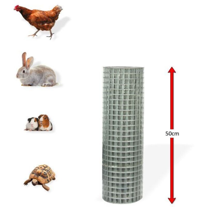 Dema - Grillage galvanisé à maille carrée 13 mm 0,5 x 10 m