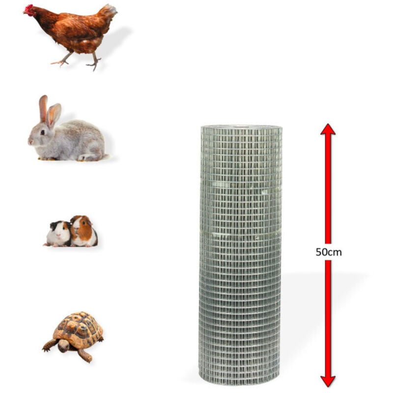 Dema - Grillage galvanisé à maille carrée 19 mm 0,5 x 10 m