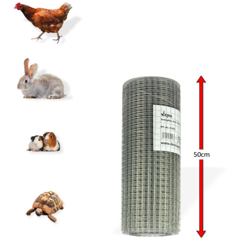 Grillage galvanisé à maille carrée 19 mm 0,5 x 20 m